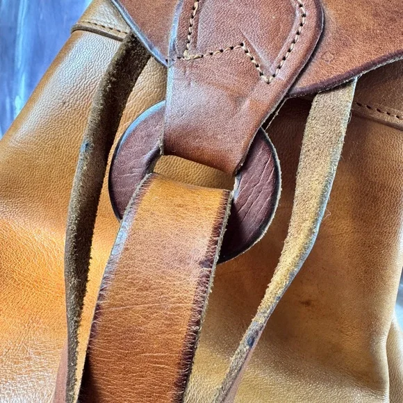 Classic Tan Leather Fringe Backpack Unbranded - Picture 4 of 12